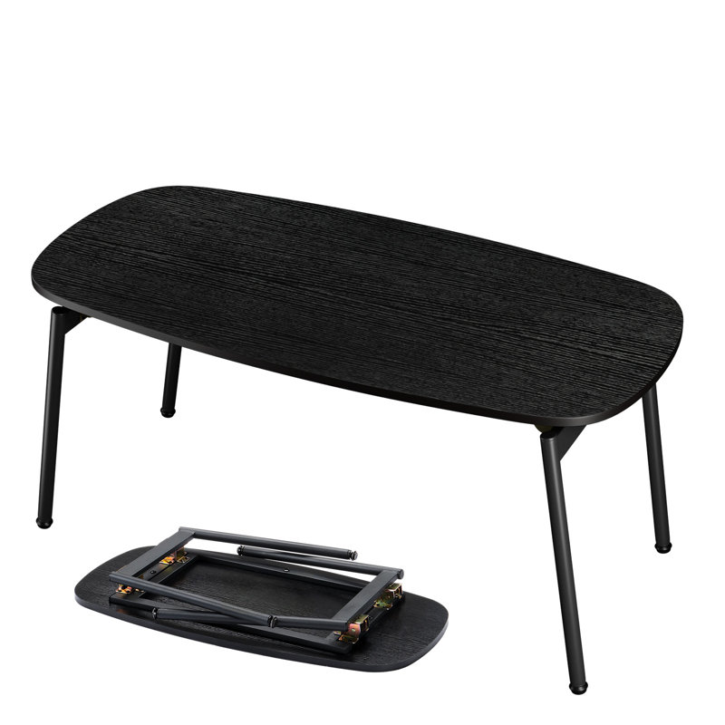 Table d'appoint pliable sans rangement pour le salon, Noir, H 18,3 po x L 39,4 po x l 15,7 po