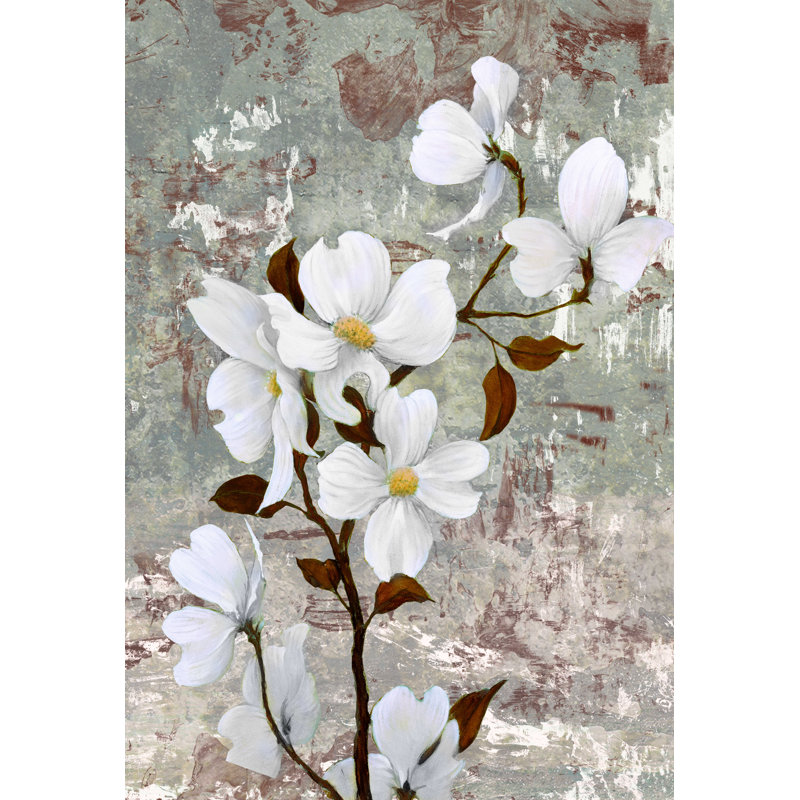 Fleurs blanches, H 18 po x l 12 po