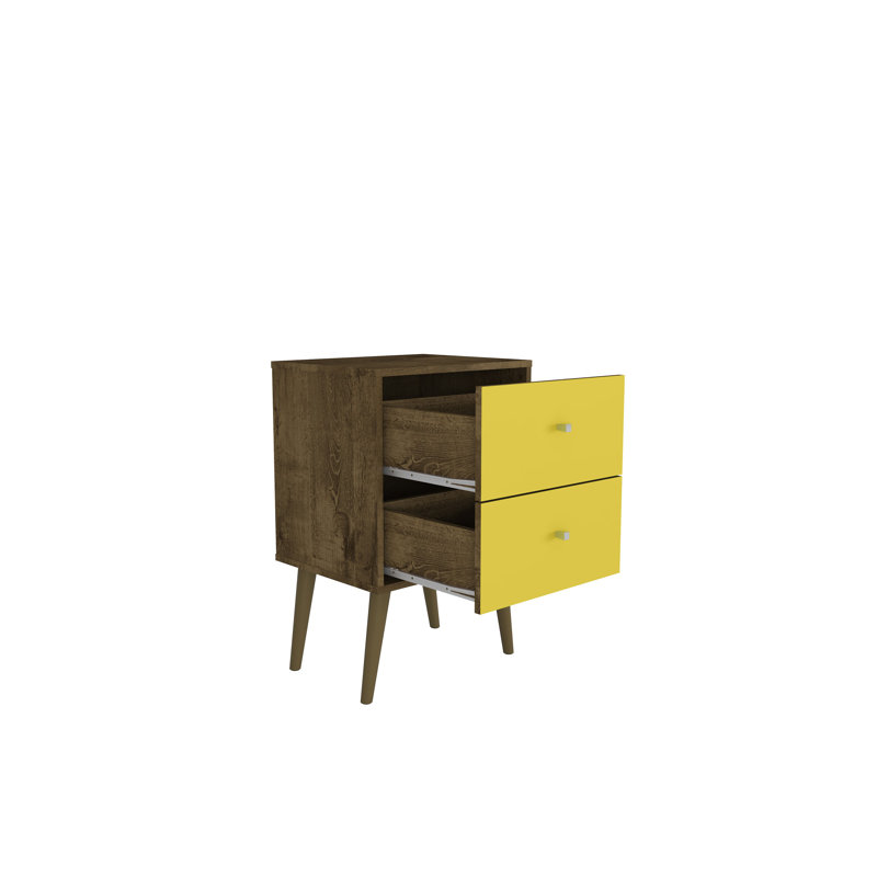 Darryl 17.72'' W Nightstand, Rustic Brown/Yellow