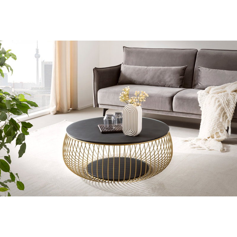 Cherissa Frame Coffee Table, Black, Gold