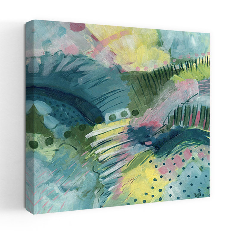 Art contemporain abstrait ici et là, H 18 po x l 18 po