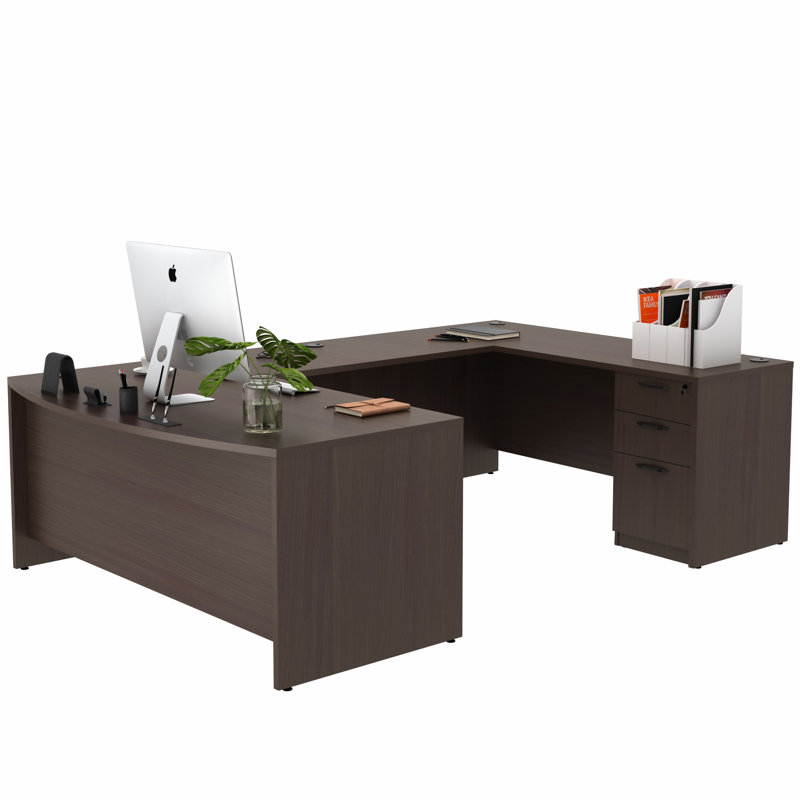 U-Shaped Executive Desk, Brown