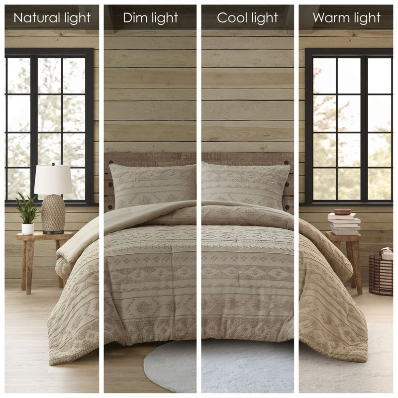 2 PC Chenille Oversized Comforter Set Tan