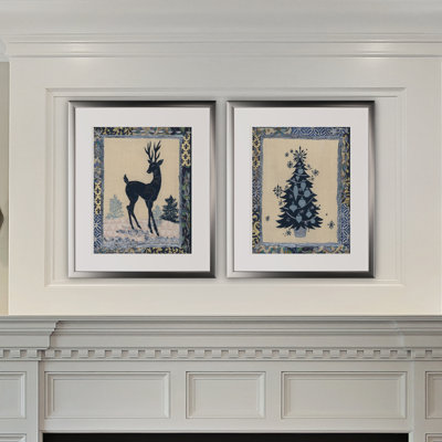 «Christmas Silhouettes», ensemble de 2 reproductions de peintures à l'acrylique encadrées