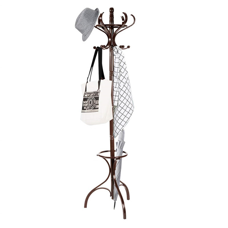 Bellview Solid Wood Freestanding Coat Rack, Red/Brown