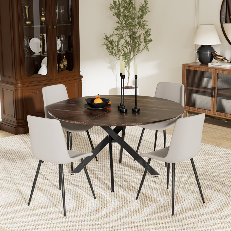 Ensemble de table ronde, 5, Brun, Gris