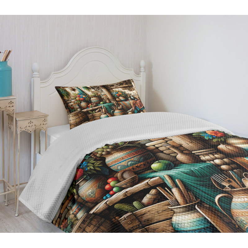 Polyester Floral Coverlet, Twin Coverlet / Bedspread + 1 Standard Sham