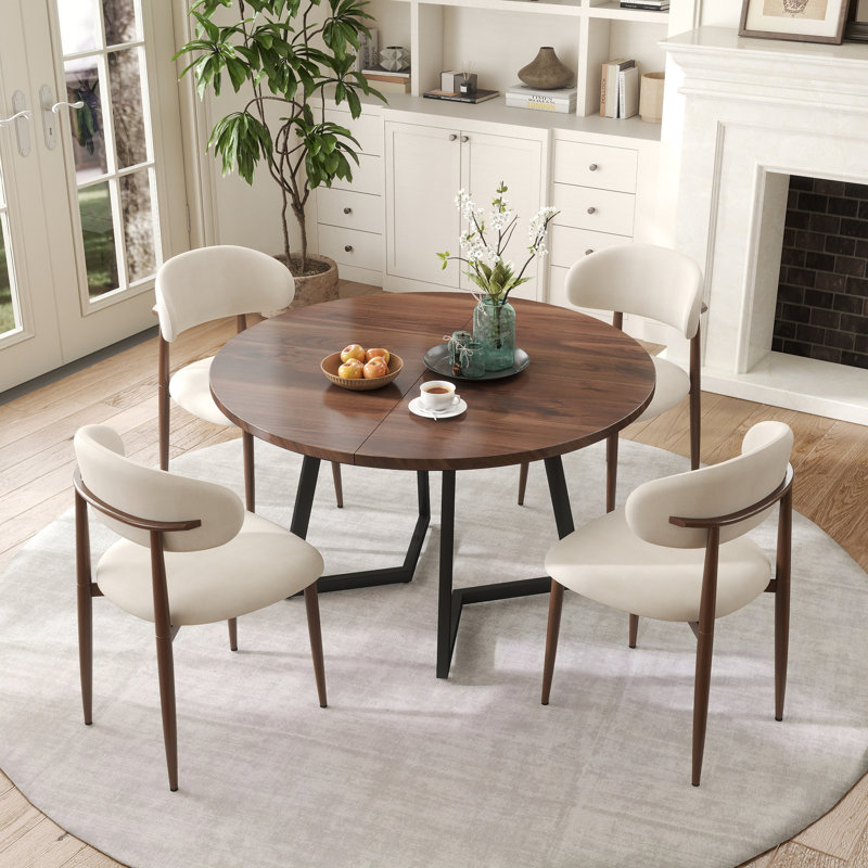 Table de salle à manger ronde en bois avec table à manger en bois pour 4 petits espaces, Brun