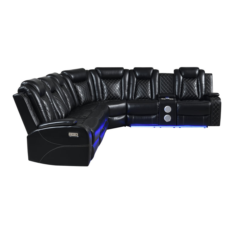 Gracey Upholstered Reclining L-Shaped Sectional Symmetrical, Power