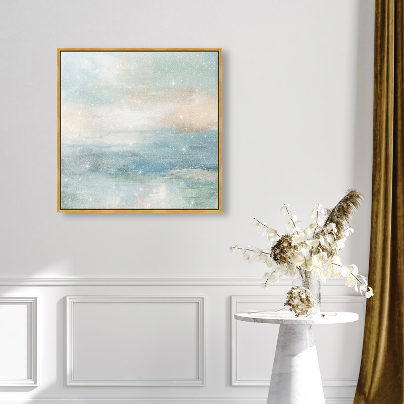 Turquoise Echoes II Canvas Abstract Print by Oliver Gal, Black Frame, 12 x 12, 31"H x 31"W, Gold Frame