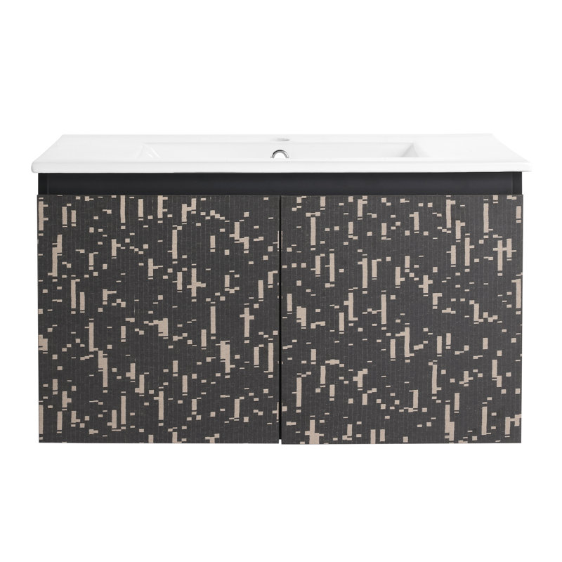 Meuble-lavabo noir avec lavabo en céramique - 30 po