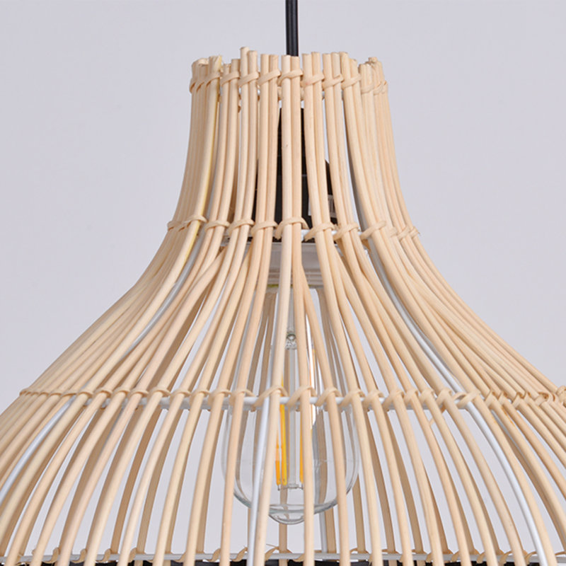 Luminaire suspendu simple 1 lumière, Black/Natural, 78.74" H x 15.75" W x 15.75" D