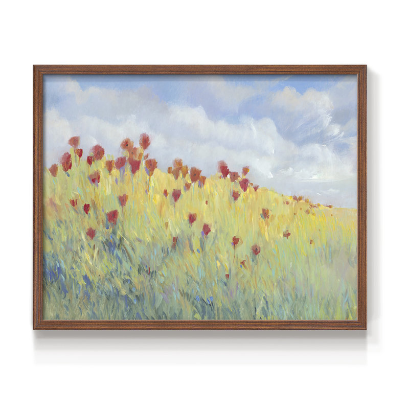Summer Breeze Meadow I -Framed Print - Restickable, 11" H x 14" W, Walnut