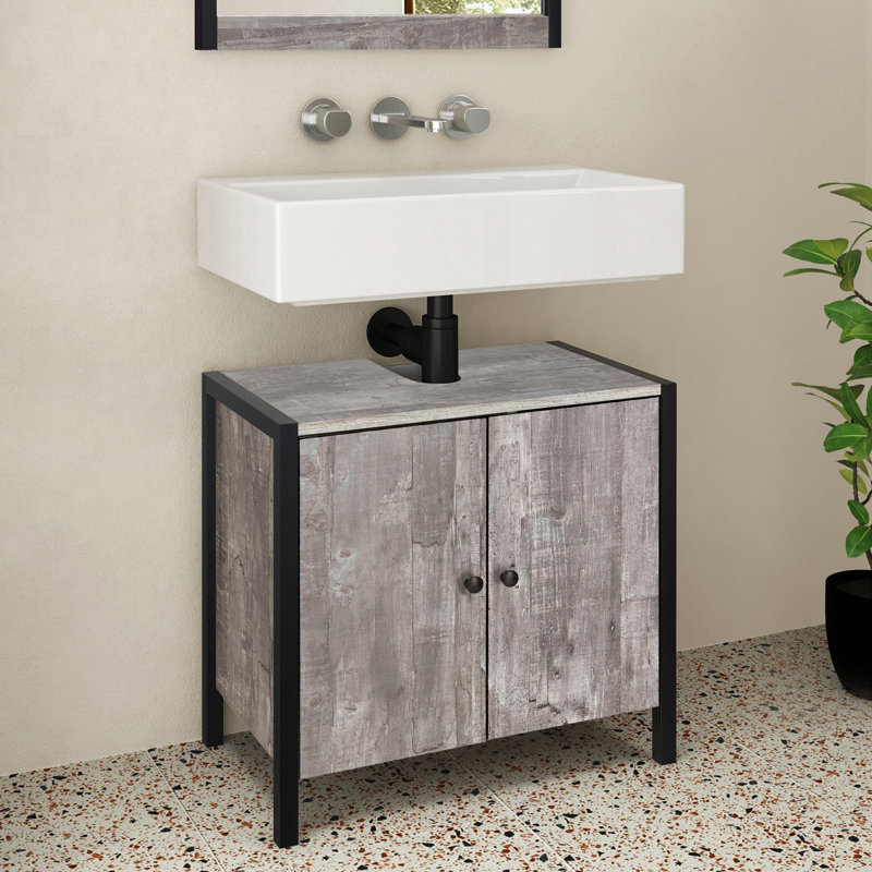 Blake Solid Wood Back To Wall Toilet Unit, Concrete