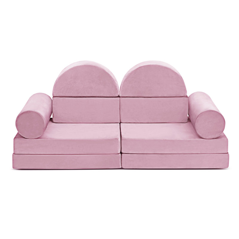 10-Piece Modular Kids Play Sofa For Playroom, Pink