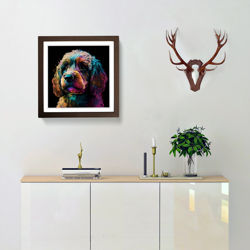 Cockapoo - Single Picture Frame Print on Wood, Walnut