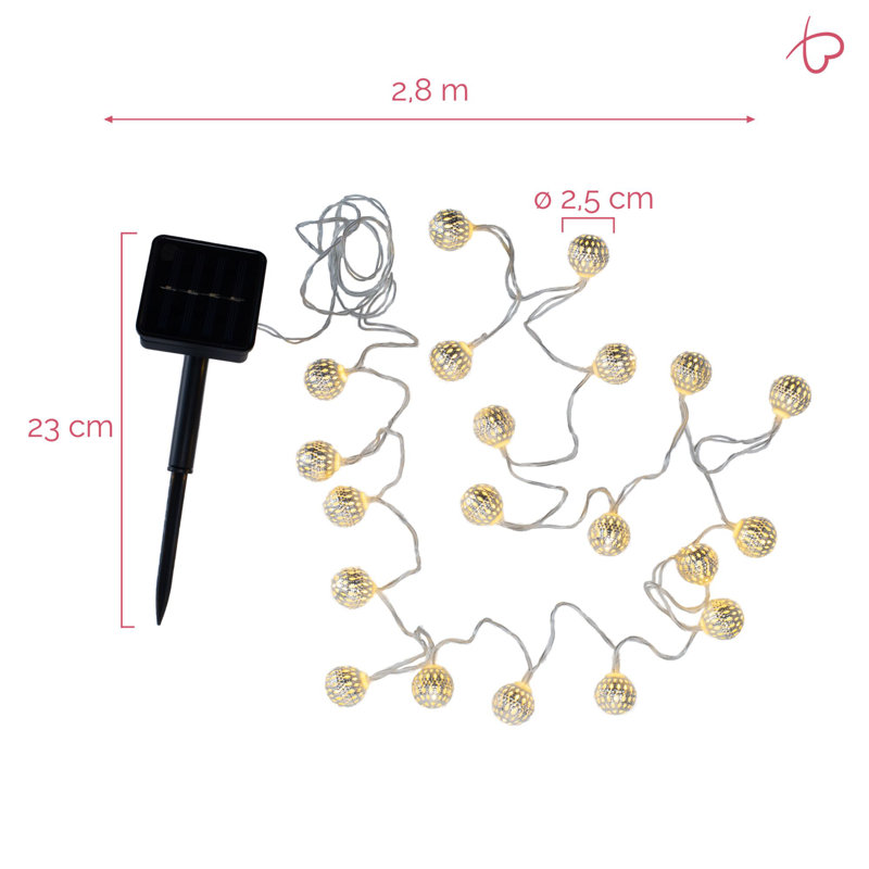 Aafiyah 23.5M LED Solar Powered 10 - Bulb Rope String Light (Connects End to End)