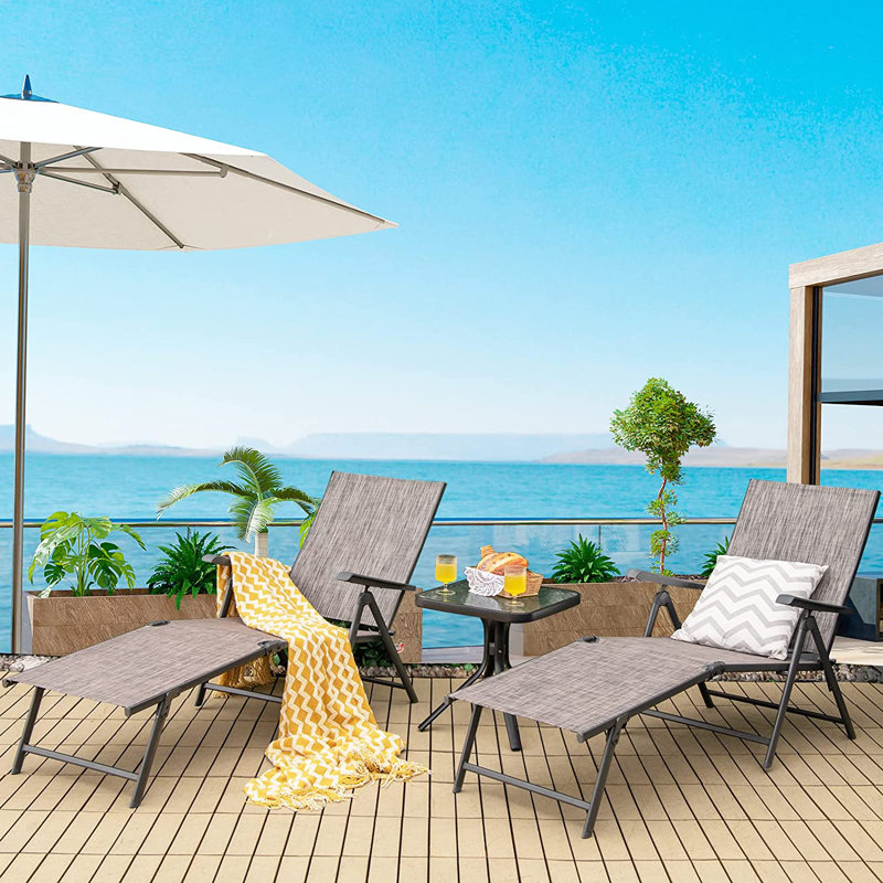 Ivans 192cm Long Reclining Single Lounger, Grey