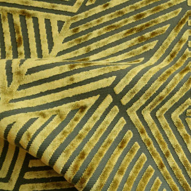 Top Fabric Venturo - Abstract Geometric Pattern Cut Velvet Upholstery Fabric by The Yard Fog
