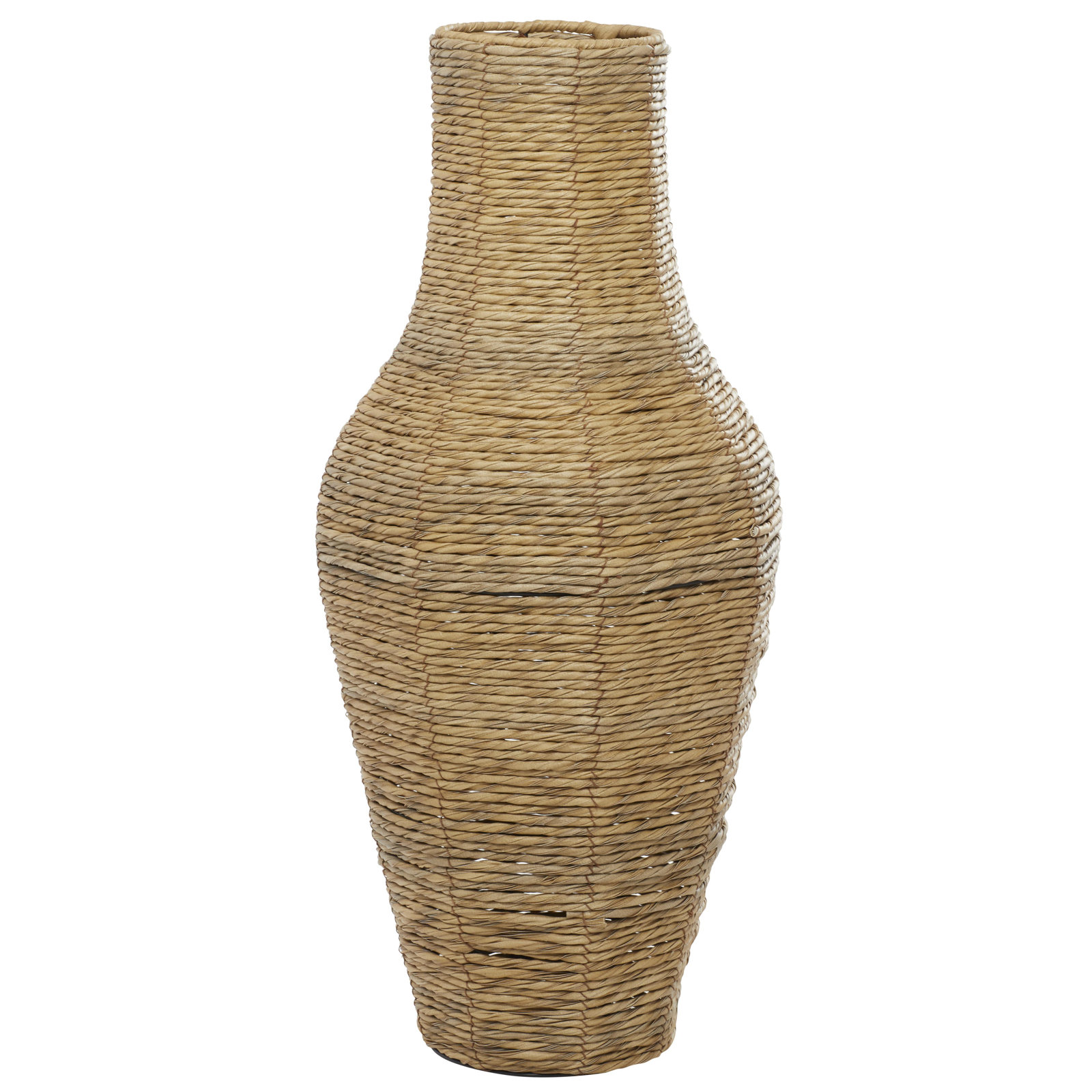 Sabre Brown Faux Seagrass Handmade Tall Woven Floor Vase, 27.5" H x 12" W x 12" D