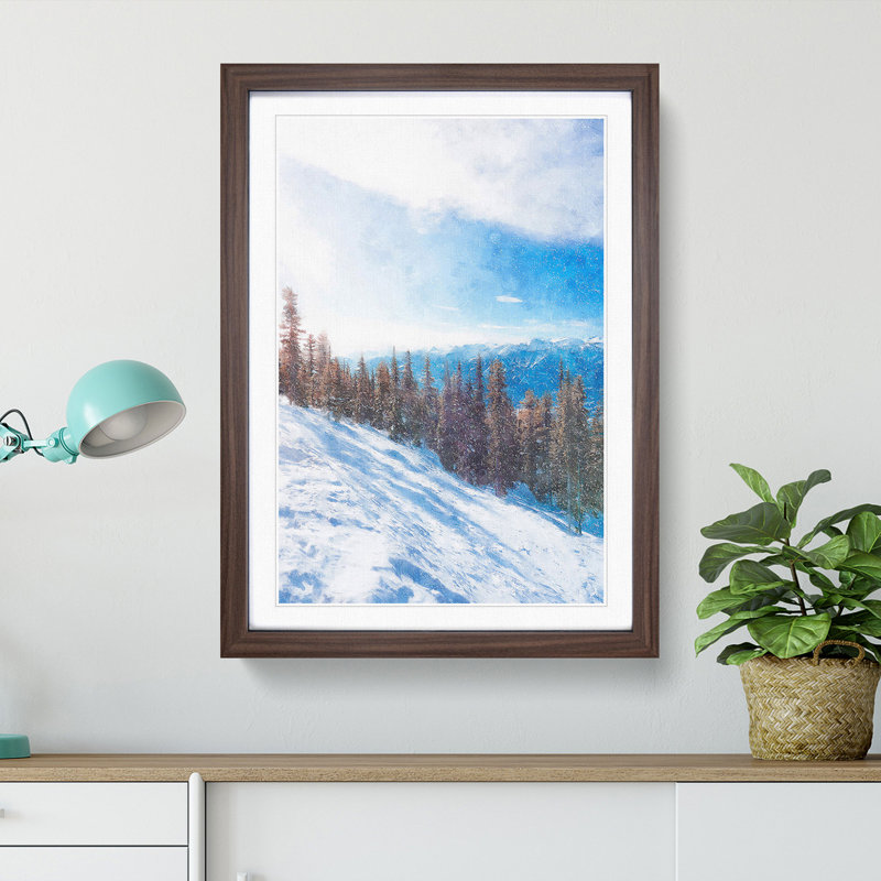 Revelstoke Mountain in Canada 1 Piece Single Picture Frame Wall Art on MDF, 33cm H x 24cm W x 2cm D, Walnut Framed