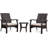 Miles Patio Sense 3 pc Wicker Set-Dark Brown-with 2 Chairs & Coffee End Table with Glass Top - Mocha Finsh