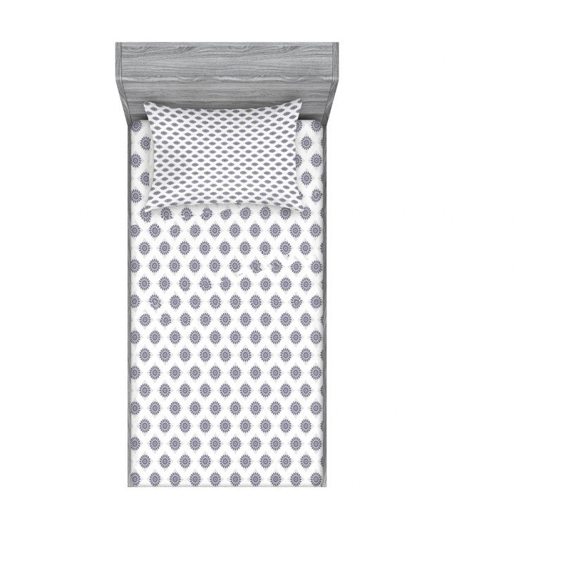 Microfiber Sheet Set, Twin Sheet Set with Fitted Sheet, Geometric 1