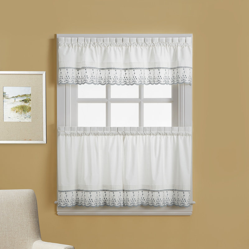 Toph Cotton Tailored 60'' W Window Valance in Gray