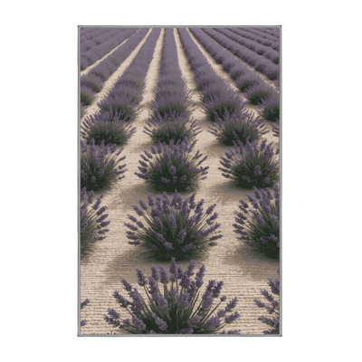 Tapis gris botanique lavable à la machine