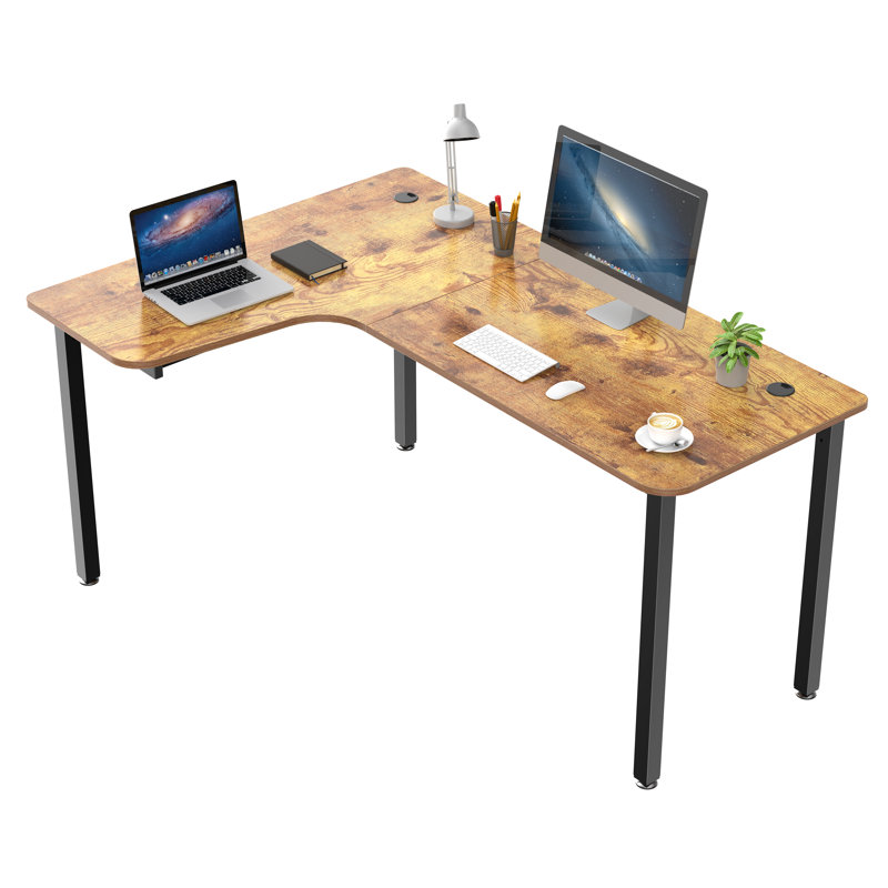 Adetomiwa 60'' L Shape Gaming Computer Desk With Free Large Mouse Pad For Home Office, Left Hand Return, Brown