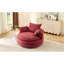 Fauteuil pivotant rond rouge à 360° avec coussin double couche, oreiller de soutien, mécanisme silencieux, revêtement en velours côtelé pour une sieste au bureau. Profondeur d'assise de 96,5 cm (38 pouces), 3 coussins amovibles, inclinaison douce.