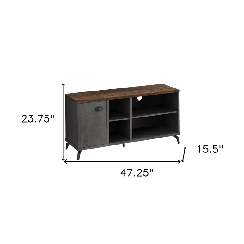  Meuble télé 47 po avec rangement en bois récupéré brun et gris patiné