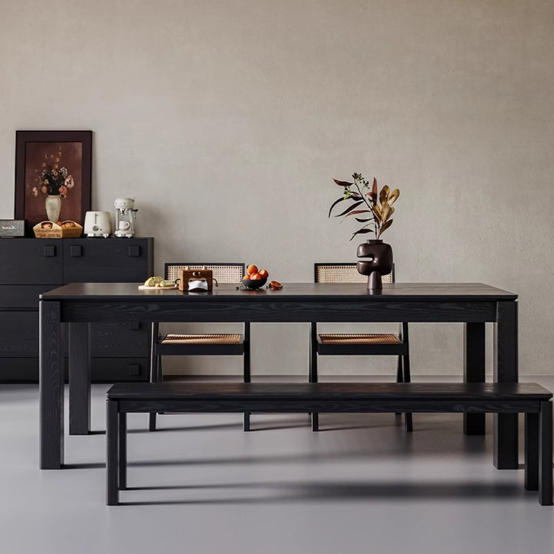 Table de salle à manger rectangulaire noire, H 29,53 po x L 70,87 po x l 33,46 po