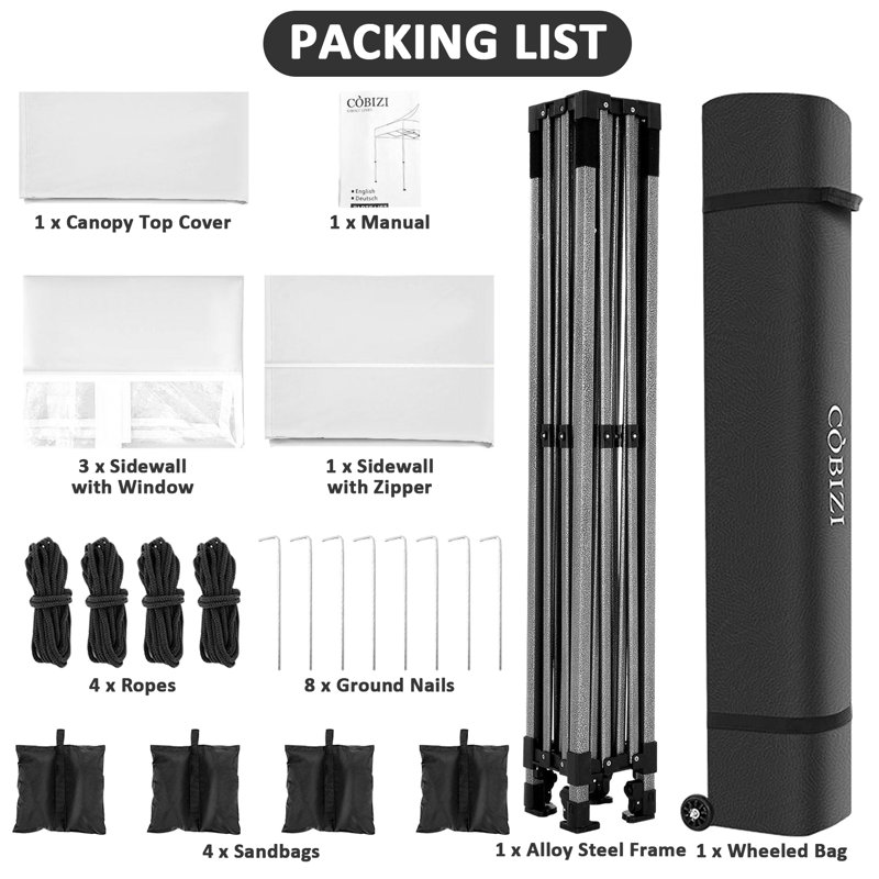 10 pi. L 10 pi. D Étable pliable 3 x 3 imperméable Winterable 2.0, Blanc