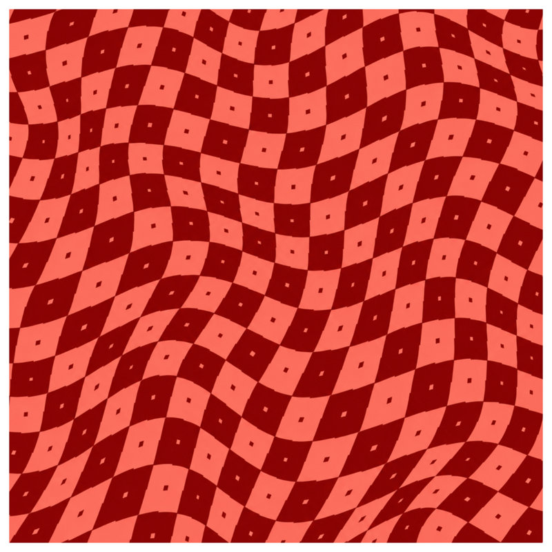 Red Wavy Checkered Double Sided Throw Pillows, 20 x 20 inches