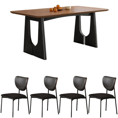 Medieval style solid wood rectangular dining set