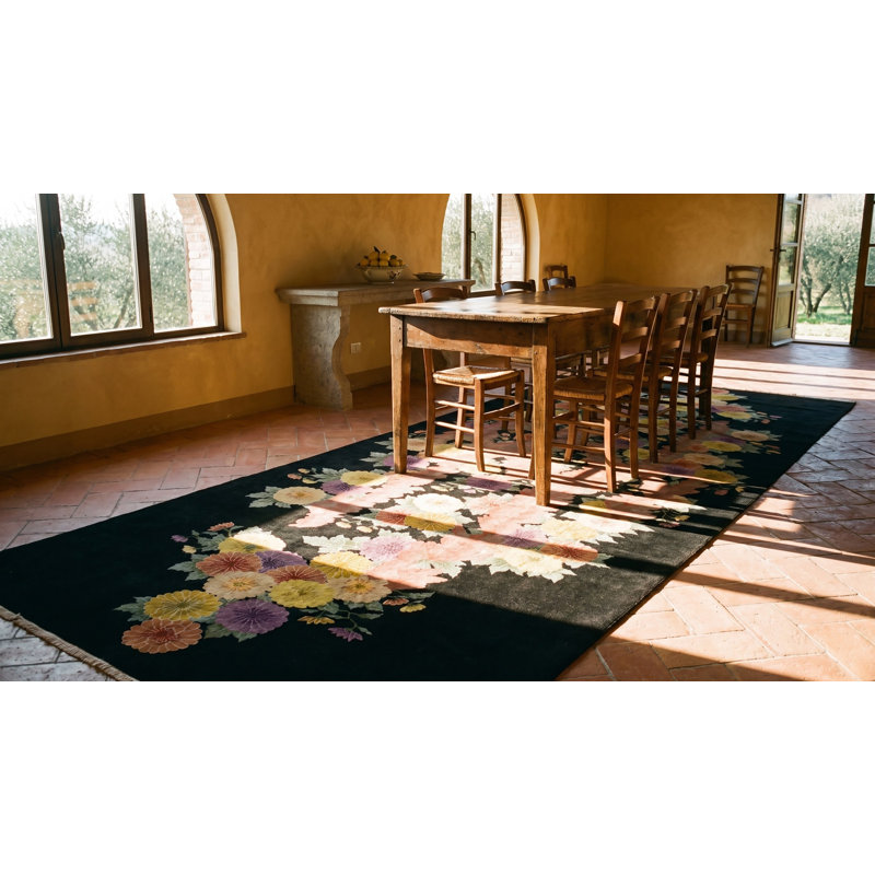 Tapis de couloir noir antique Antique Art Deco
