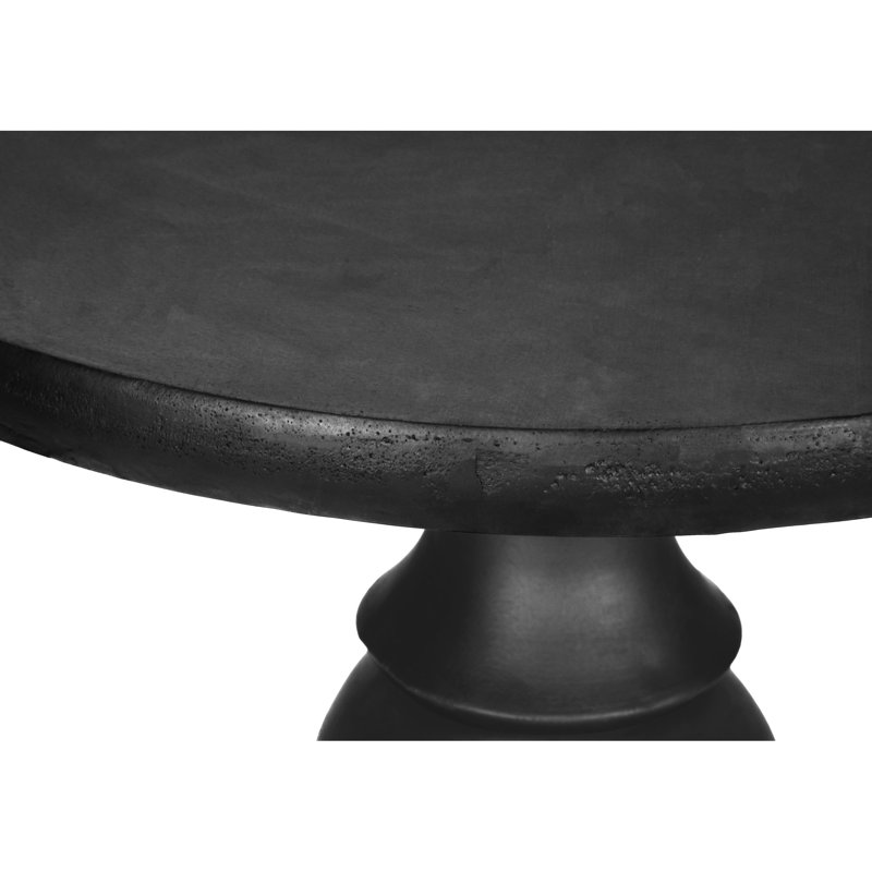 Table d'appoint ronde noire de style transitionnel, hauteur 62,5 cm (24,64 pouces), idéale comme table de chevet pour la chambre ou le salon, dimensions 56,1 x 56,1 cm (22,11 x 22,11 pouces), convient parfaitement à une utilisation intérieure et extérieure.