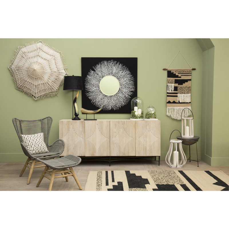 Baudin Upholstered Accent Chair with Footstool, Grey