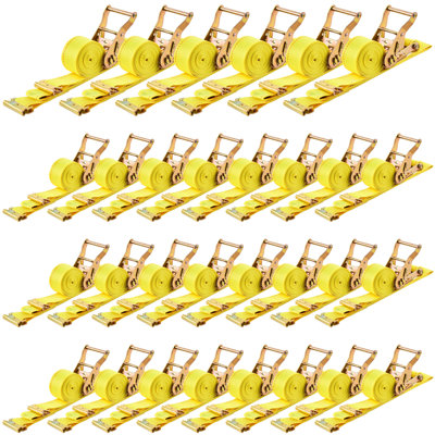 Ratchet Straps, 2 in x 15 ft, E-Track Tie Down Straps, 4400 lbs Break Strength & 1460 lbs Rated Load, Tie Down Ratcheting for Moving, Trailers, Motorcycles, Kayaks, Car Roof, Yellow