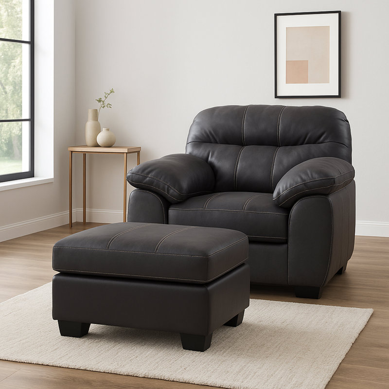  Fauteuil en cuir avec repose-pieds Vegan