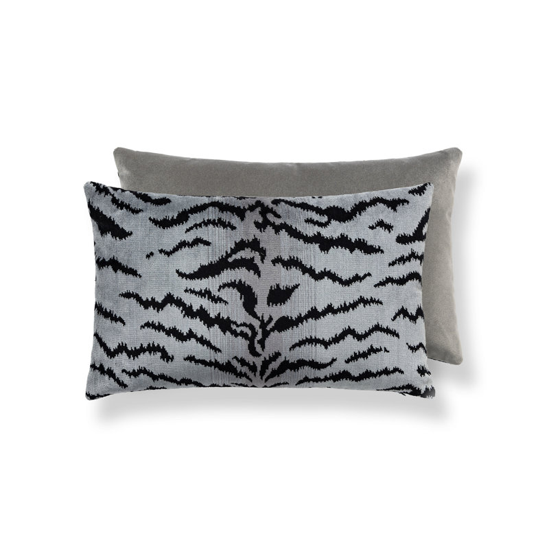 Wild Glamour Silk Pillow Cover & Insert, 14" H x 22" W x 6" D, Ivory/Black
