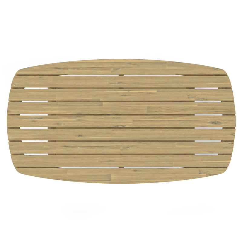 Light Teak Acacia Wood Outdoor Coffee Table with Shelf