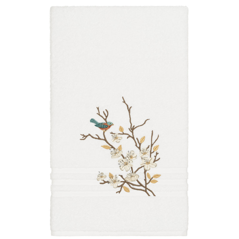 Serviette de bain en coton Spring Time, Blanc