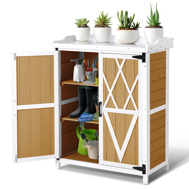 Armoire d'extérieur avec plateau en métal, Beige
