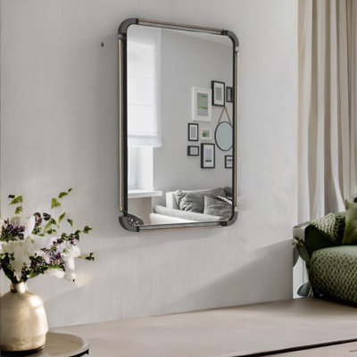 Biaunca Industrial Large Rectangular Wall  Mirror For Bedroom
