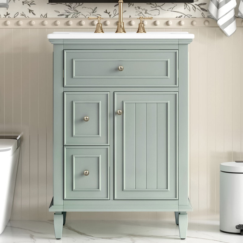 Ensemble de meuble-lavabo simple 24 po Burdick, Vert clair