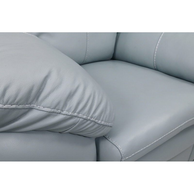 44" Wide Genuine Leather Armchair, Aqua
