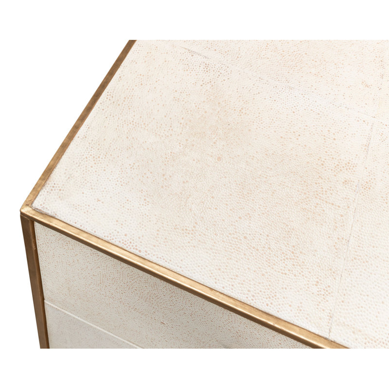 Table de chevet 3 tiroirs Shagreen, Balbuzard pêcheur, blanc