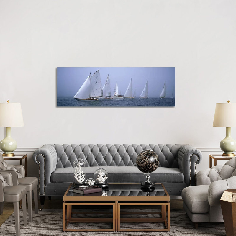 Yachts Racing In The Ocean, Annual Museum Of Yachting Classic Yacht Regatta - Wrapped Canvas Panoramic Print